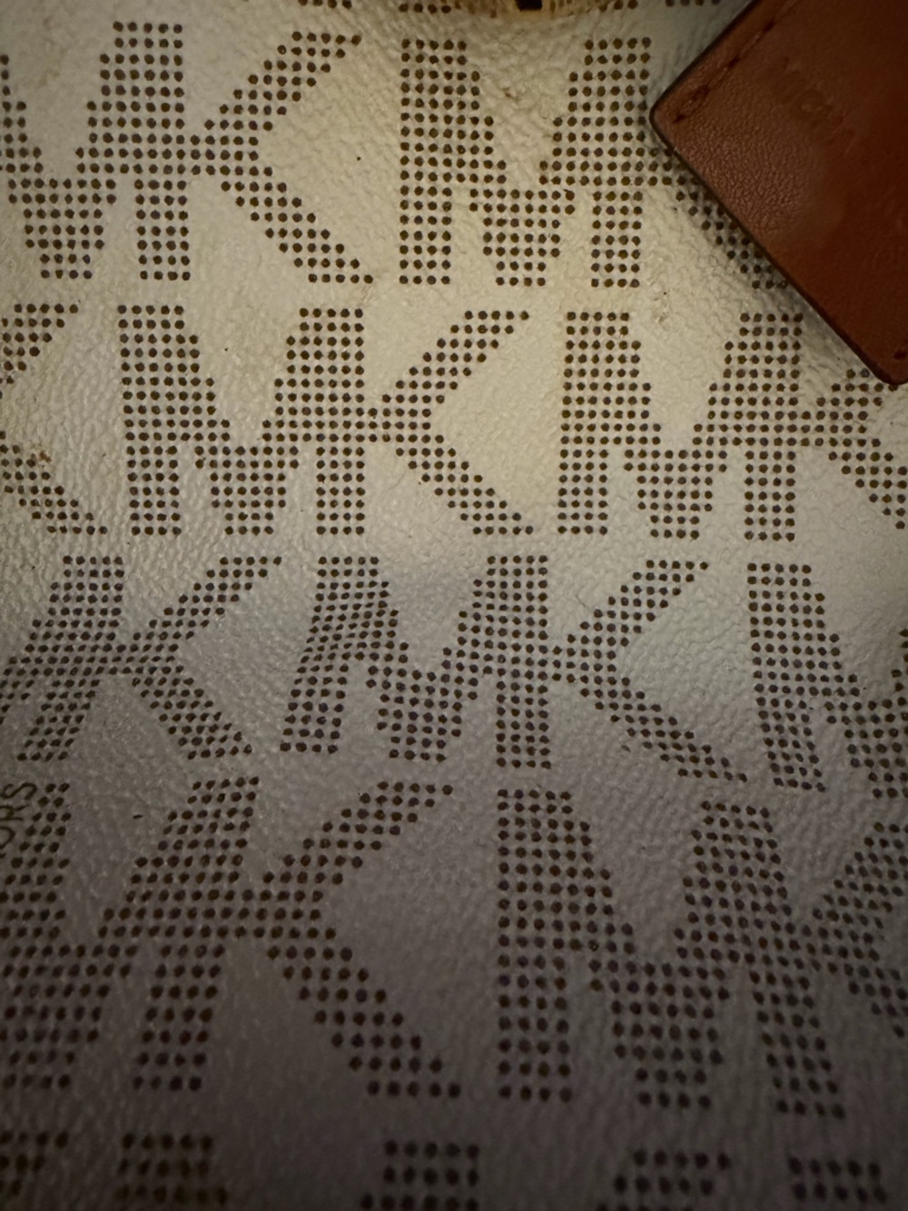 Michael Kors Hamilton Tote Cream & Tan Logo leather Satchel with Gold Hardware - Picture 3 of 9